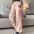thumbnail image 2 of BLOCLOALO Cargo Pants Wide Leg Pants Casual Pants High Waisted Stretchy Pants Workout Joggers Hiking Travel Pants Lounge Pants Sweatpants Drawstring Pants with Pocket Comfy Work Summer Pants Pink 3Xl, 2 of 5