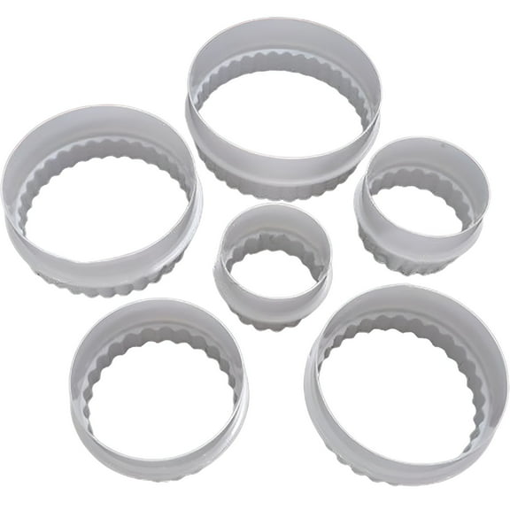 ACDANC 6Pcs/Set Round Plastic Scalloped Fluted Cookie Pastry Biscuit Cutter Cake Decor