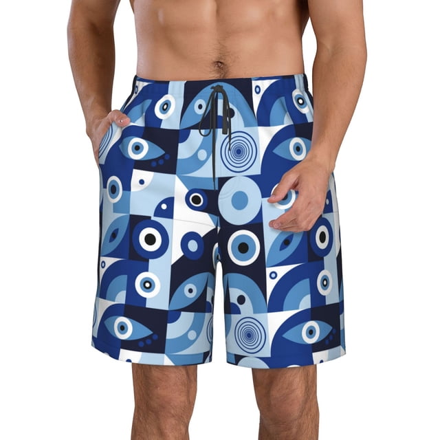 Balery Evil Eye Traje de Baño Estilo Hawaiano para Hombre, Shorts de Secado Rápido con Bolsillos-3X-Large
