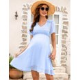 thumbnail image 6 of KOJOOIN Women's Maternity Dress 2024 Short Sleeve Summer Dress V Neck for Baby Shower Photography Midi Dress, 6 of 9