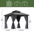 thumbnail image 2 of Uforic 10x10ft Double Roof Hardtop Gazebo, Outdoor Heavy Duty Galvanized Iron Aluminum Frame Garden Gazebo W/ Netting and Gray Curtains,for Garden, Patio, Lawns,Black, 2 of 8