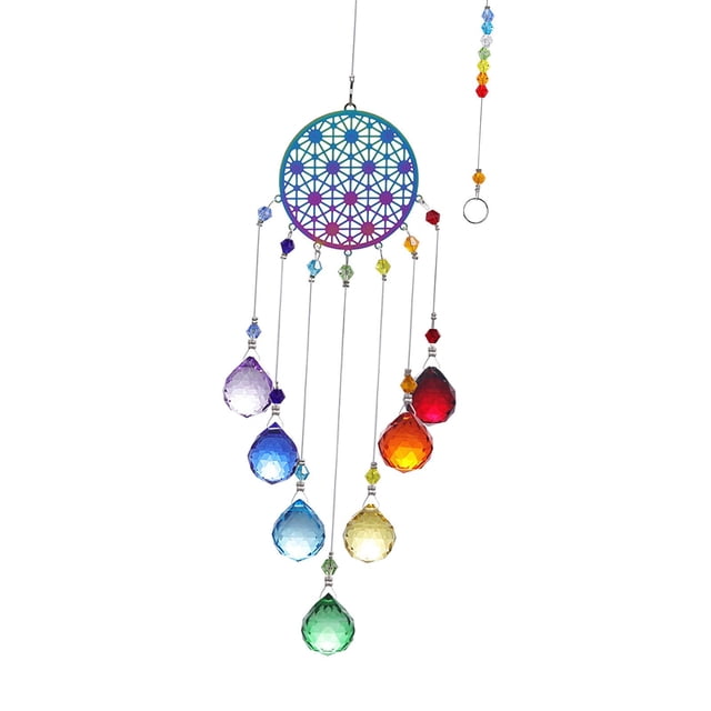 Hanging Crystal Wind Chime , Beautiful Pendants Rainbow Wind indoor e Gift , Dots Style