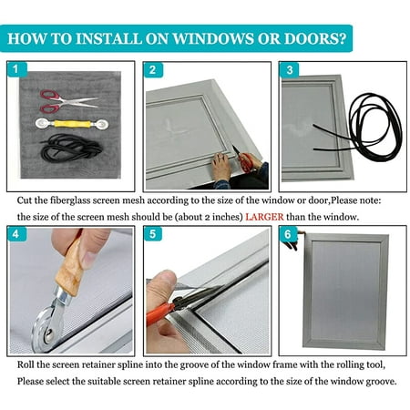 Crday Adjustable Window Screens With Rolling Tool And Screen Retainer Spline Diy Custom Fiberglass Mesh Replacement For Windows Doors Patio 39 X Canada Crday Adjustable Window Screens With, How To Install Patio Screen Mesh