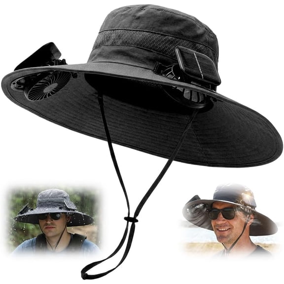 Solar Fan Hat, 2-in-1 Hands-Free Wide Brim Sun Hat with Dual Fans, UPF 50 Protection, USB Rechargeable with Adjustable Speeds for Outdoor