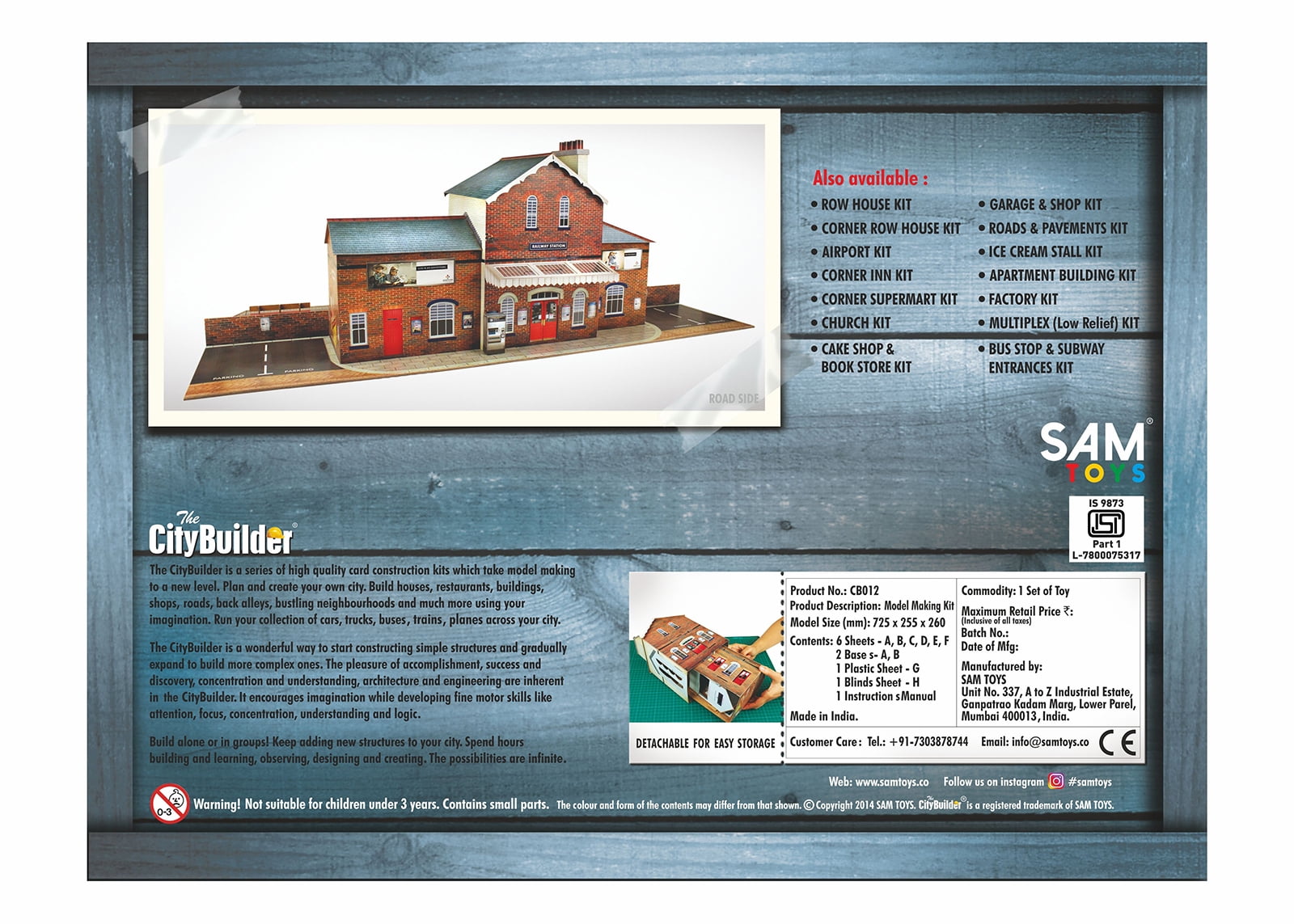 The CityBuilder RAILROAD STATION Cardboard Model Making Kit (1:48) O Scale for Model Railroads and Cars