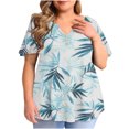 thumbnail image 1 of Birdeem Blouse Décontractée à Manches Courtes Imprimée pour Femmes, Grande Taille, à Volants, Col en V, 1 of 5