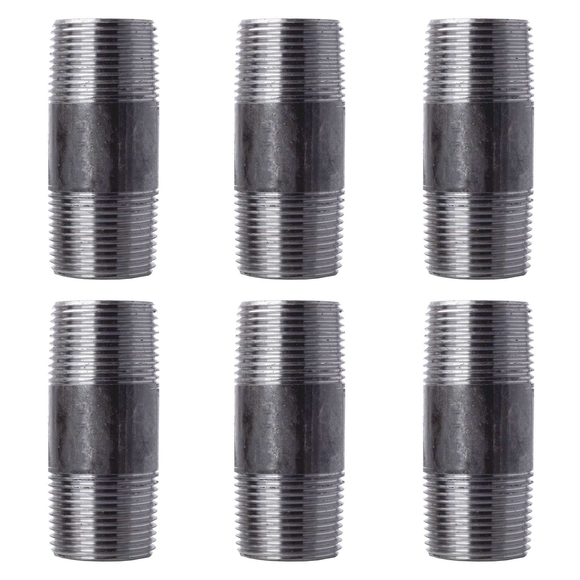1 in. x 3 in. Black Industrial Steel Grey Plumbing Nipple (6 Pack