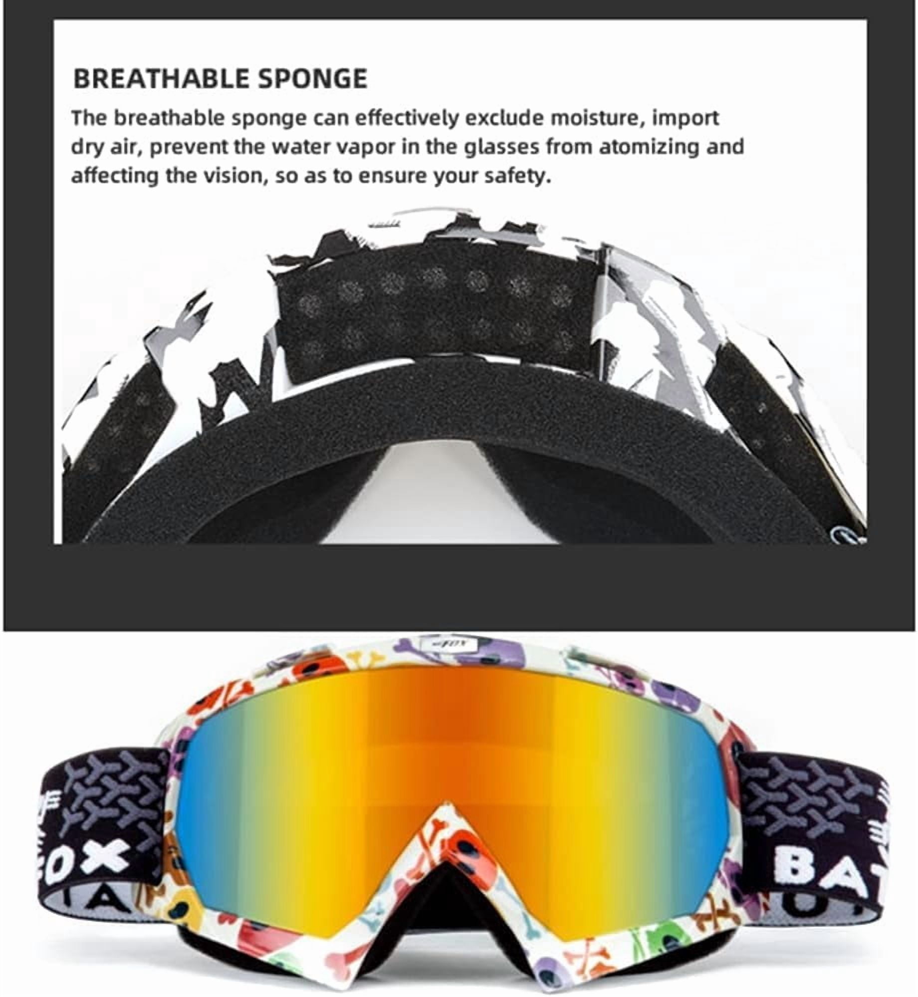 JJEAN-OTG Ski Snow Goggles, UV Protection Anti Fog Snowboard Goggles for Men Women Youth