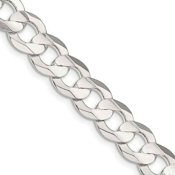 Auriga Fine Jewelry 925 Sterling Silver 9.75 mm Concave Beveled Curb Chain Necklace for Men 18"
