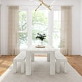 thumbnail image 2 of Plank+Beam Solid Wood Modern Dining Table Set with 2 Benches for 6, White Sand Wirebrush, 2 of 7