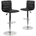 thumbnail image 2 of BizChair 2 Pack Modern Black Vinyl Adjustable Bar Stool with Back, Counter Height Swivel Stool with Chrome Pedestal Base, 2 of 16
