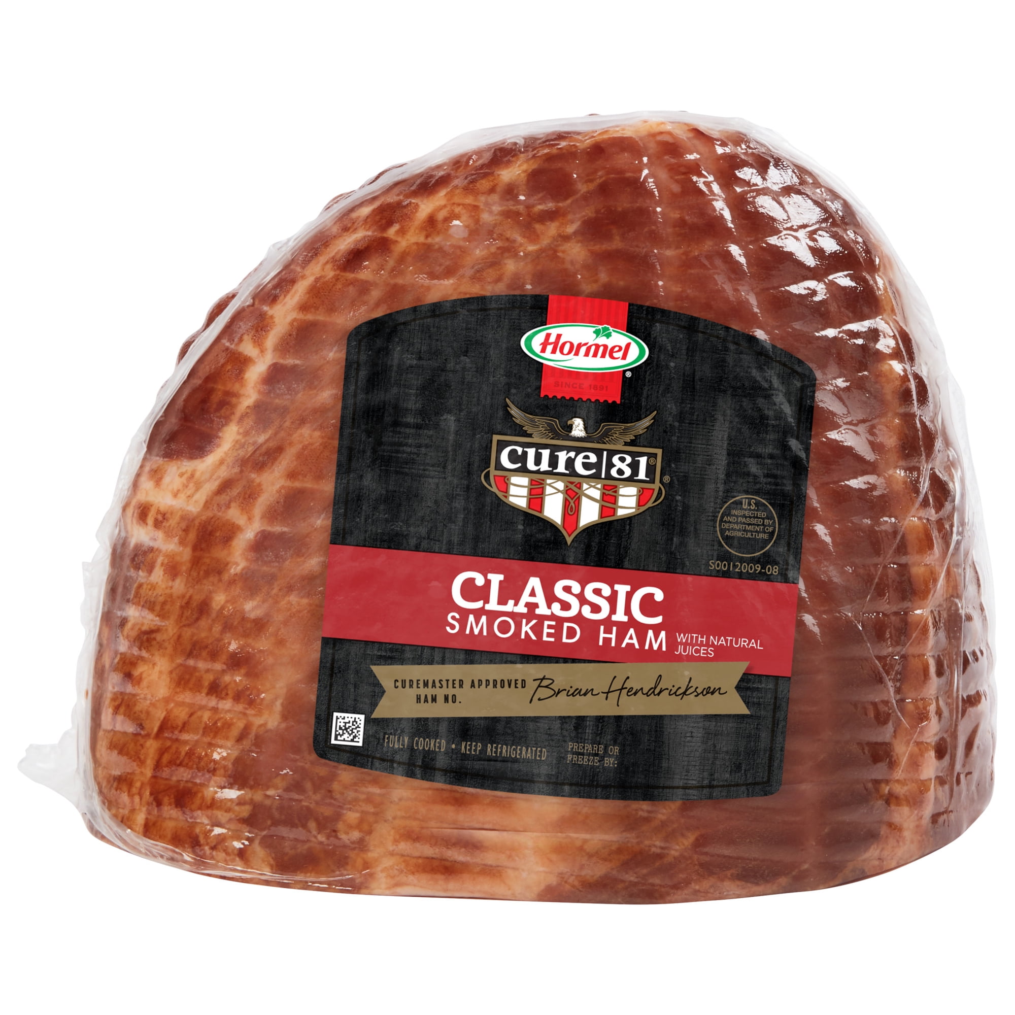Hormel Cure 81 Classic Unsliced Boneless Half Ham, Refrigerated, 2.5-4.1 lb Plastic Vacuum Package