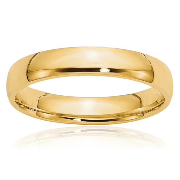 14K Solid Yellow Gold 4mm Comfort Fit Plain Classic Wedding Band Ring