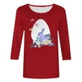 thumbnail image 4 of EQWLJWE Women’s Top Plus Size Tunic Easter Day 3/4 Sleeve Shirt Round Neck Cute Bunny Floral Eggs Graphic Blouses Casual Pullover Tee for Vacation Trip Hawaiian(Red,2XL), 4 of 4