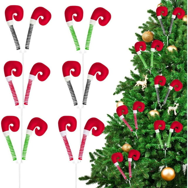 MTBLYS Christmas Sprigs Decor Curved Hook 1 Pc Set Boot Coil Spring Stakes Outdoor Holiday Ornament Tree Garden Display