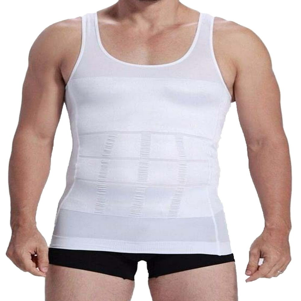 Mens Body Shaper Vest Under Shirt Waist Back Support