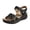 Black, variant on Summer Walking Shoes for Women Bohemia Flower Orthopedic Sandals Antislip Thick Sole Buckle Ankle Strap Low Wedge Dress Shoes Beige Size 6.5