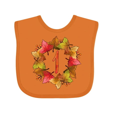 

Inktastic 1st Birthday Fall Leaves Wreath Gift Baby Boy or Baby Girl Bib
