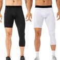 thumbnail image 4 of Pantalones de hombre Pantalones ajustados de una pierna para hombre mallas 3/4 capa base atlética ropa interior de baloncesto para hombre, 4 of 7