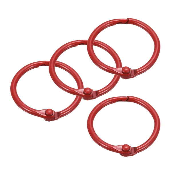 Anillos de encuadernación sueltos Uxcell, anillo de libro de metal de 30mm/ 1.18", rojo, paquete de 4
