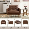 thumbnail image 5 of Bonzy Home Tufted Accent Armchair — PU Faux Leather Upholstered Mid-Century Modern Club Chair with Solid Wood Legs, Comfy Lounge Chairs for Living Room Bedroom Study, Brown, 5 of 5