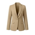 thumbnail image 4 of Hueook Open Front Blazer Jacket for Women's Solid Color Suit Jacket Business Casual Style Long Sleeves Lapel with Pockets Beige 2X, 4 of 6
