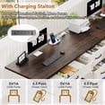 thumbnail image 3 of 81" Double Computer Desk with Charging Station, Two-Person Desk with Drawers, Rustic Farmhouse Home Office Desk for Dual Workstations, Long Writing Desk for 2 People, 3 of 9