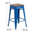 thumbnail image 4 of Flash Furniture Lily 24" High Backless Blue Metal Counter Height Stool with Square Wood Seat, 4 of 12