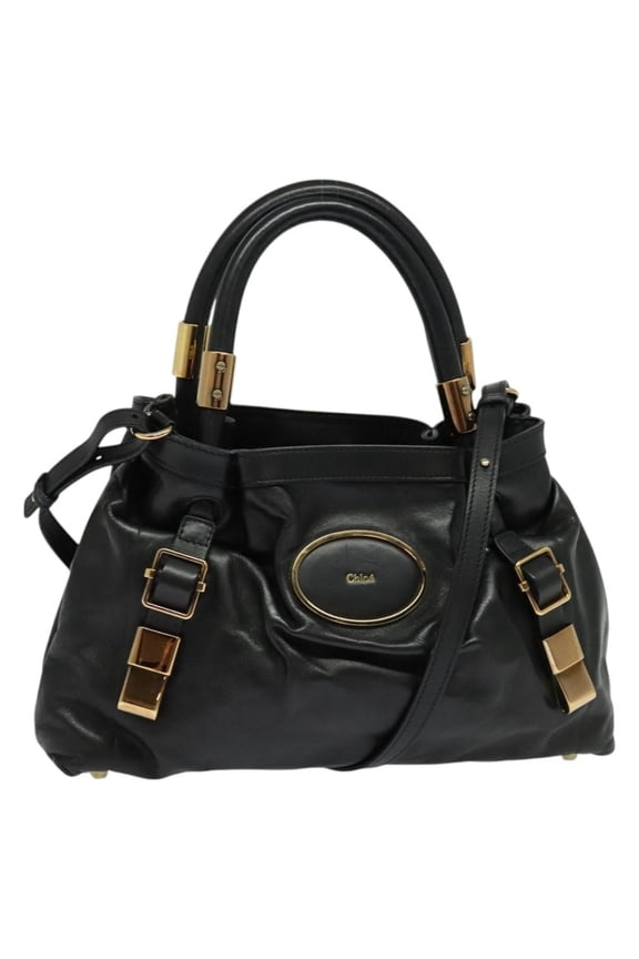 Pre-Owned Chloe Victoria Handbag Leather Black Leather Handbag