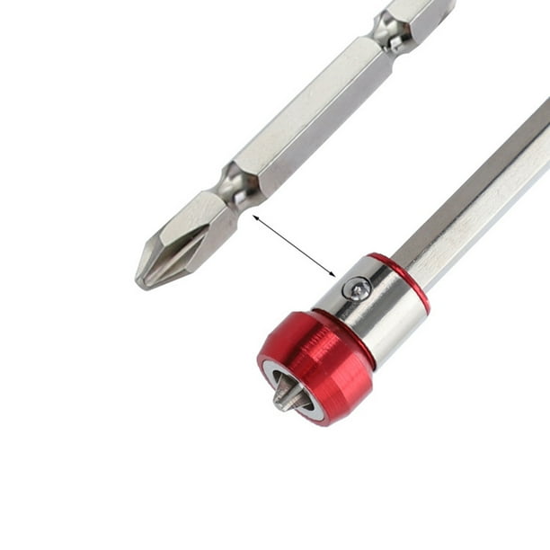 3 anillos de tornillo magnéticos desmontables para destornillador de aleación de 6,35 mm, puntas de destornillador de doble punta doradas/azul/rojo