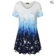 thumbnail image 1 of Camiseta de mujer Blusa informal con estampado degradado Vestido suelto con cuello en V, Azul, XL Eigraketly AP001902-44, 1 of 5