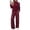 Plaid-Wine, variant on Lounge Sets for Women Two Piece Fall Outfits Trendy Mock Neck Top and Wide Leg Pants Matching Set Lightweight Casual Women's Sweatsuits