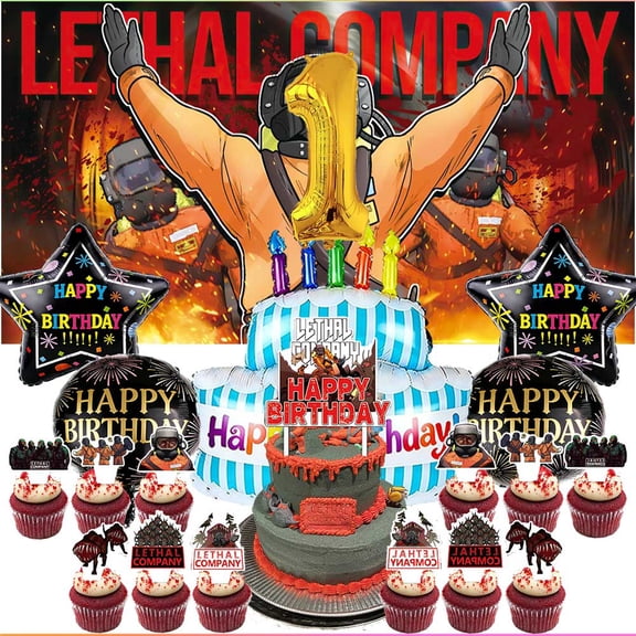 Lethal Company Party Supplies Decor 1st Kit Balloons Birthday Cake Topper Banner Backdrop Decorations