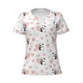 thumbnail image 3 of Naloa Heart Panda Print T-Shirts Short Sleeve V Neck Tees for Women Fashion Tops Trendy Lightweight Soft Casual Summer Outfits Clothes, 3 of 5