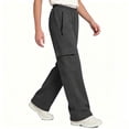 thumbnail image 6 of TKKCS Boys Cargo Sweatpants Straight Leg Loose Outdoor Casual Elastic Waist Open Bottom Pants with Zipper Pockets Dark Gray 9-10Years, 6 of 7
