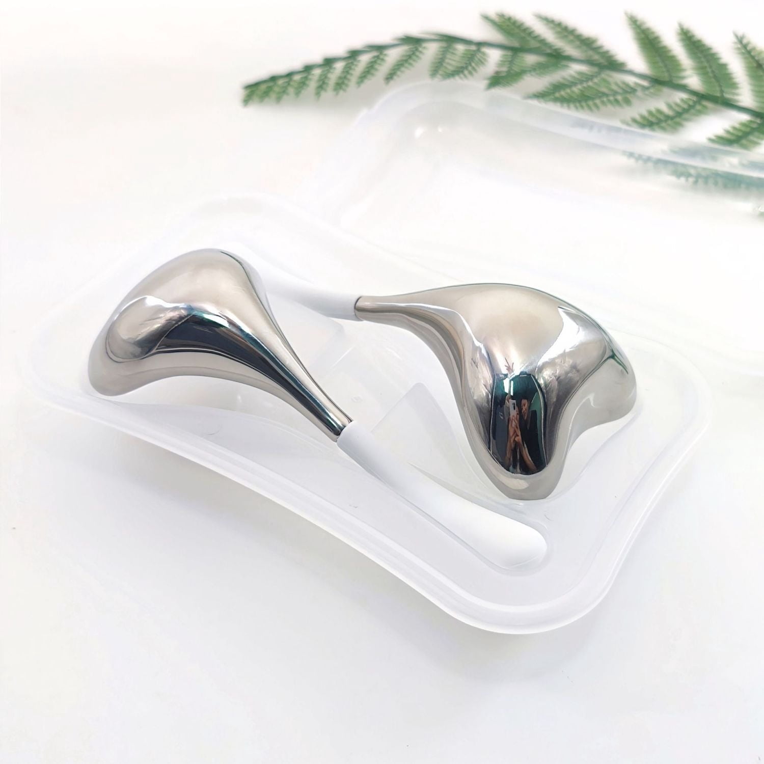 2pc Stainless Steel Ice Roller Beauty Massage Tool Ice Wave Energy Hammer for Face Puffiness and Skin Tightening