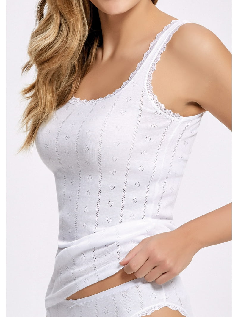 Camisole for Women, 100% Cotton, Airy Soft Comfy Lace Cami Tank