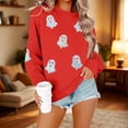 thumbnail image 5 of XSMGTUI Halloween Women's Sweatshirt Crew Neck Ghost Fall Pumpkin Long Sleeve Casual Witch Oversized Pullover Soft Comfortable Cute Vintage Graphic Top, 5 of 6