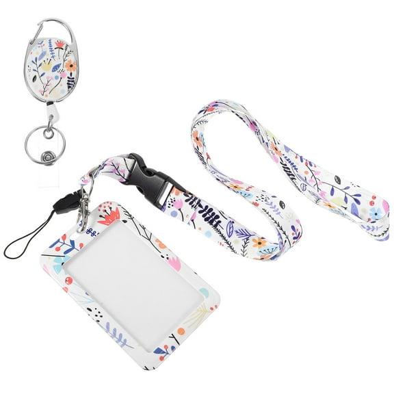 GOOHOCHY Badge Holder With Lanyard Plastic Card Sleeve 1Set 4.3x2.8x0.2in