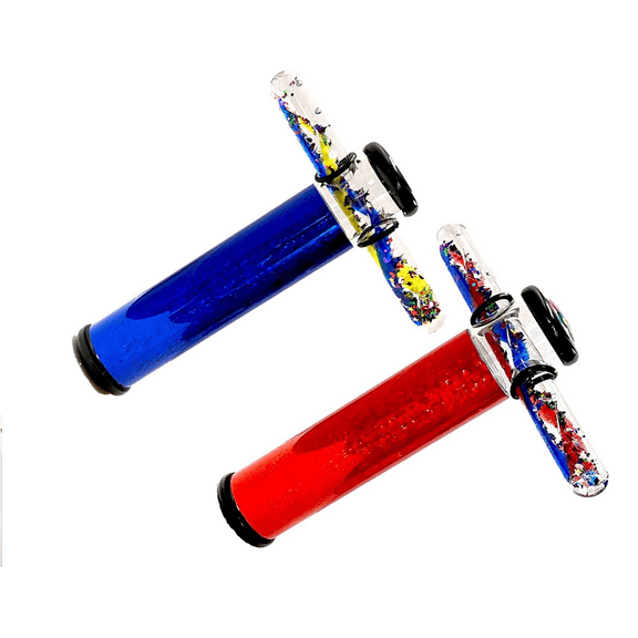 Glitter Wand Kaleidoscope  . Continuous Movement Kaleidoscope, Liquid-glitter filled wands Kaleidoscope (2 Pack) - Blue & Red