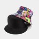 thumbnail image 2 of Sombrero de cubo de pescador con estampado de cinta magnética reversible empacable, muchos patrones Feliz Sencillez, 2 of 5