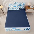 thumbnail image 4 of Erosebridal Ocean Sea Life Zipper Twin Comforter Sets with Fitted Sheet and 2 Pillowcases,Blue Jellyfish Shell Zipper Bedding Set For Boys,Navy Blue Reversible,4pcs, 4 of 7