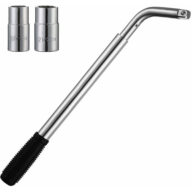 Llave telescópica para ruedas, llave extensible de acero para coches, furgonetas, camiones y caravanas (17 mm, 19 mm, 21 mm y 23 mm)