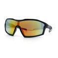 thumbnail image 4 of Boys Child Size Wrap Shield Aerodynamic Sport Plastic Sunglasses Black - Orange Mirror, 4 of 8