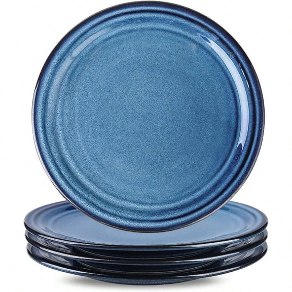 Ceramic Dinner Plates Set Of 410 Inch Large Porcelain Pasta And Salad Plates Blue Stoneware Plate Set Microwave Oven And Dishwasher