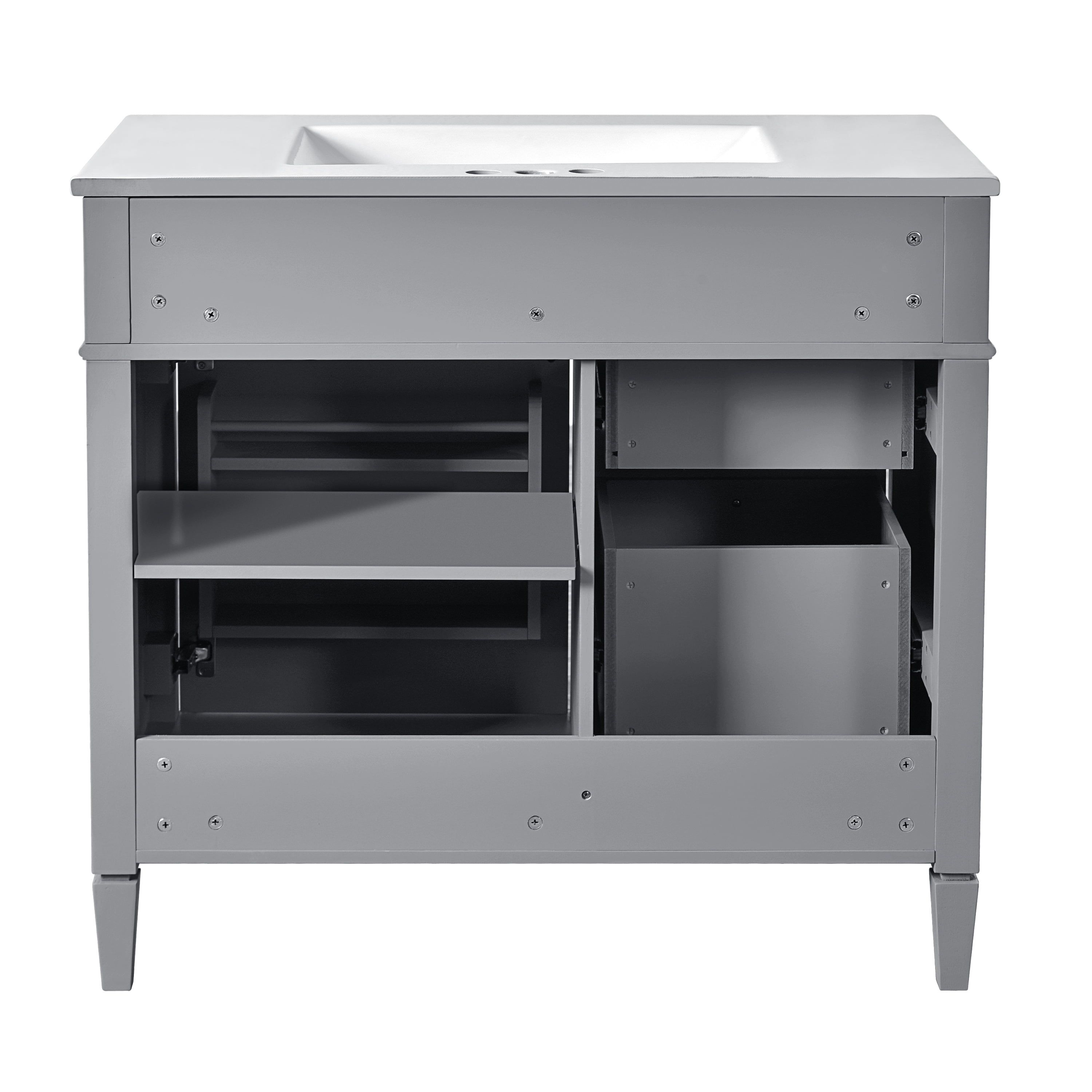 EUROCO 36'' Bathroom Vanity with Sink, Modern Bathroom Storage Cabinet with 2 Drawers and a Tip-out Drawer, Freestanding Bathroom Dresser, Gray