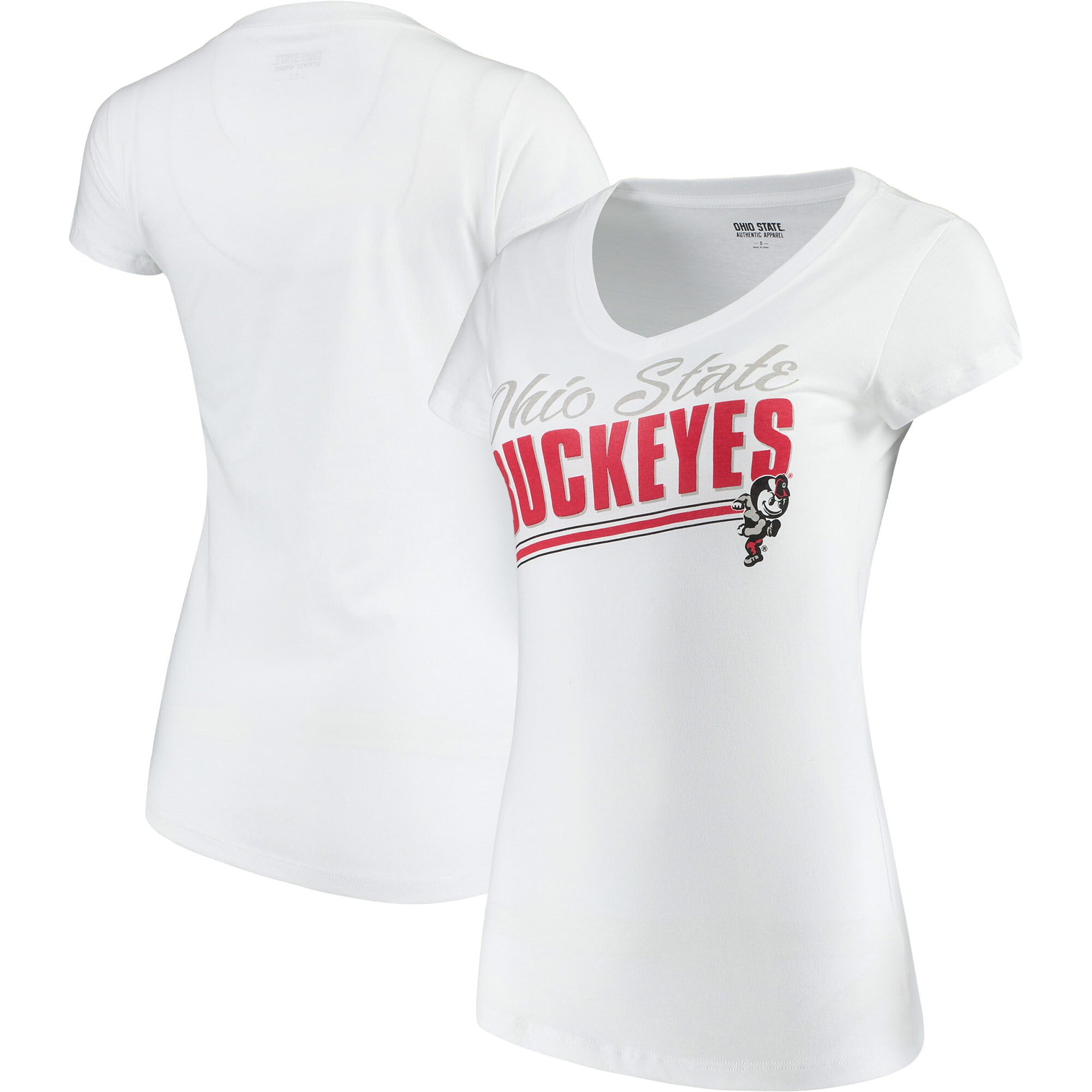 Ohio State Buckeyes Women's Slant V-Neck T-Shirt - White - Walmart.com ...