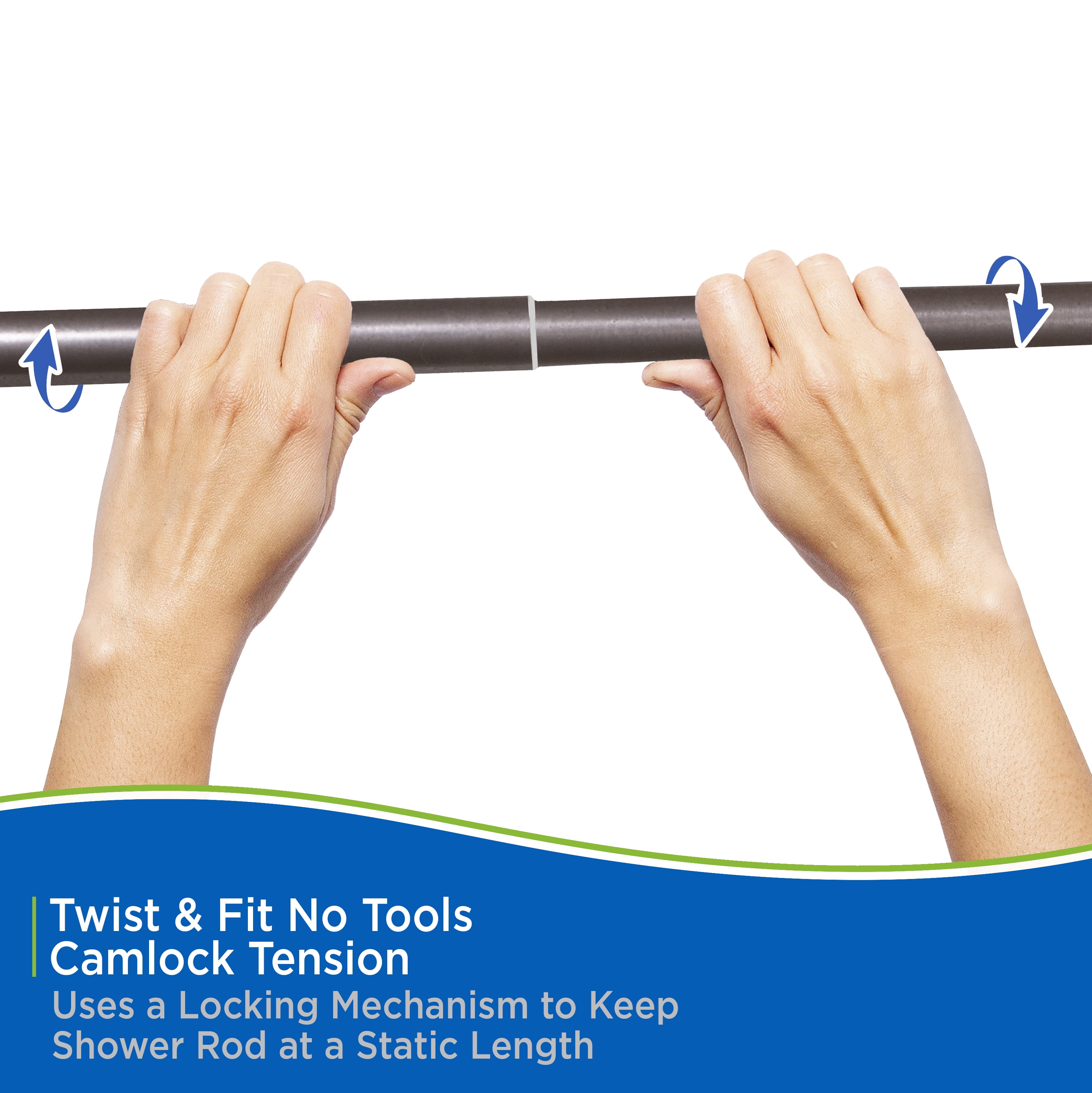 Kenney Twist & Fit Oil Rubbed Bronze Rust-Resistant Cam-Lock Tension Shower Curtain Rod, 42"-72"