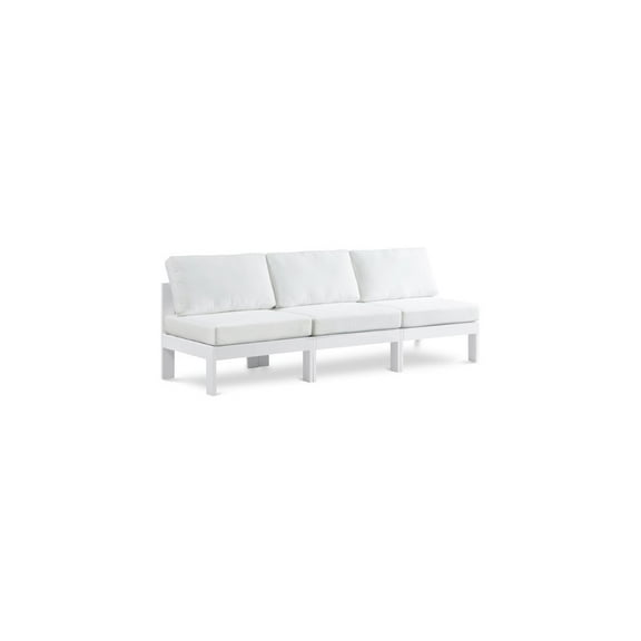 Meridian Furniture Nizuc White Water Resistant Fabric Outdoor Patio Modular Sofa