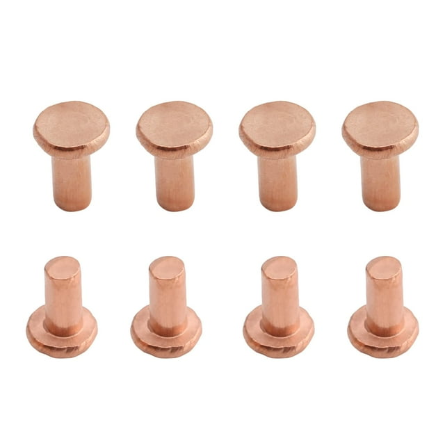 HUGFEGWE Flat Head Solid Copper Rivets Nuts Copper Flat Head Semi-Tubular Rivets for Household Automobile Industry Brass Tone 3x10mm 100PCS CJB91-25875
